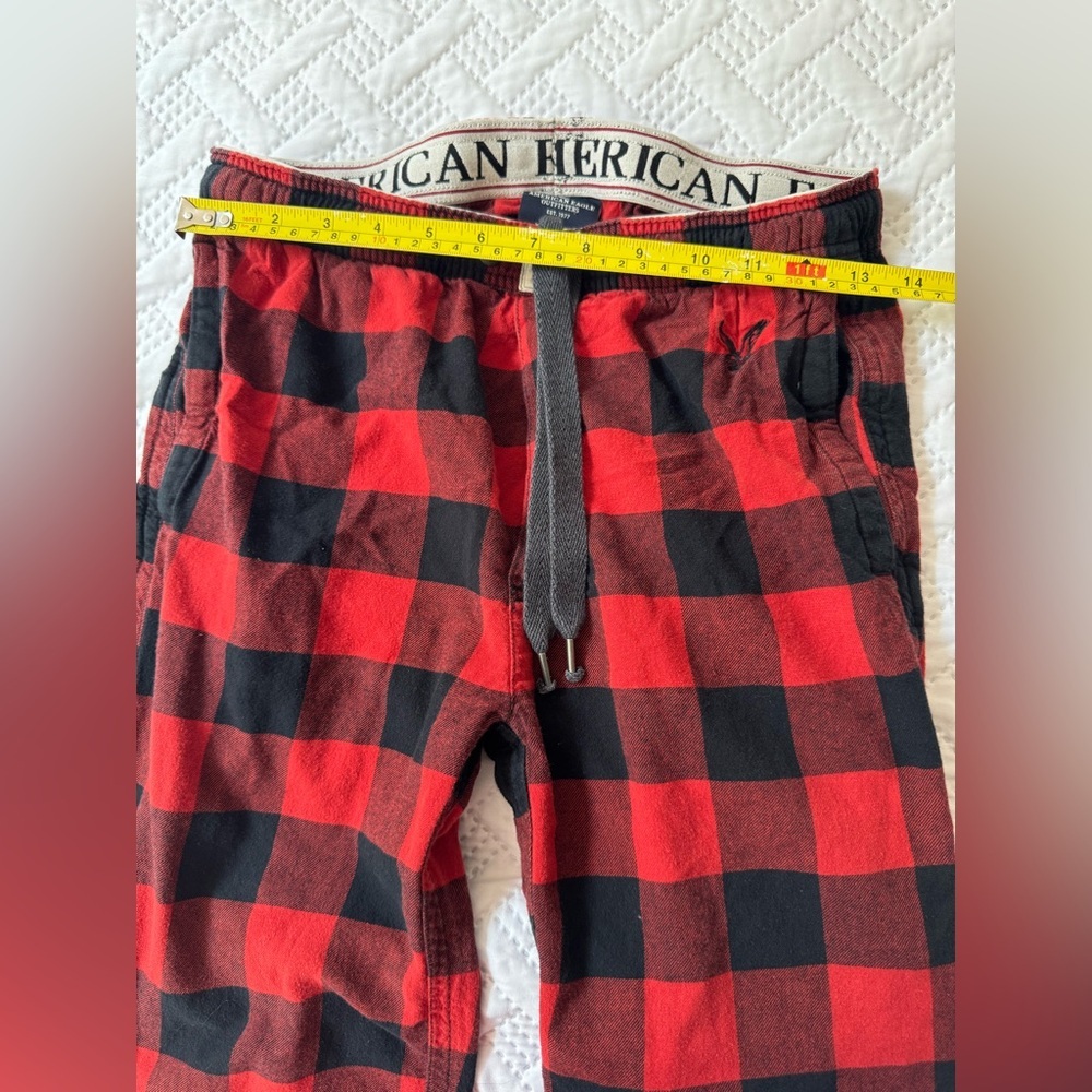 American Eagle Red Black Buffalo Plaid Pajama Pants Men XS Cozy Loungewear - Picture 8 of 10